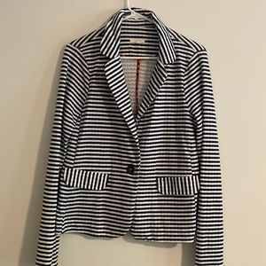 Navy striped cotton blend blazer L